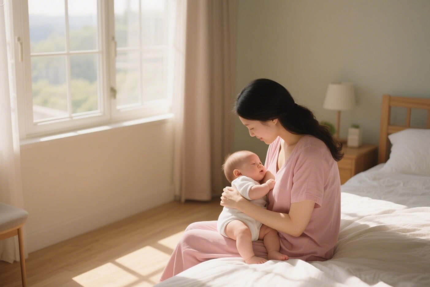 Trẻ bú sữa mẹ và tiếp xúc ánh nắng sáng để phát triển chiều cao